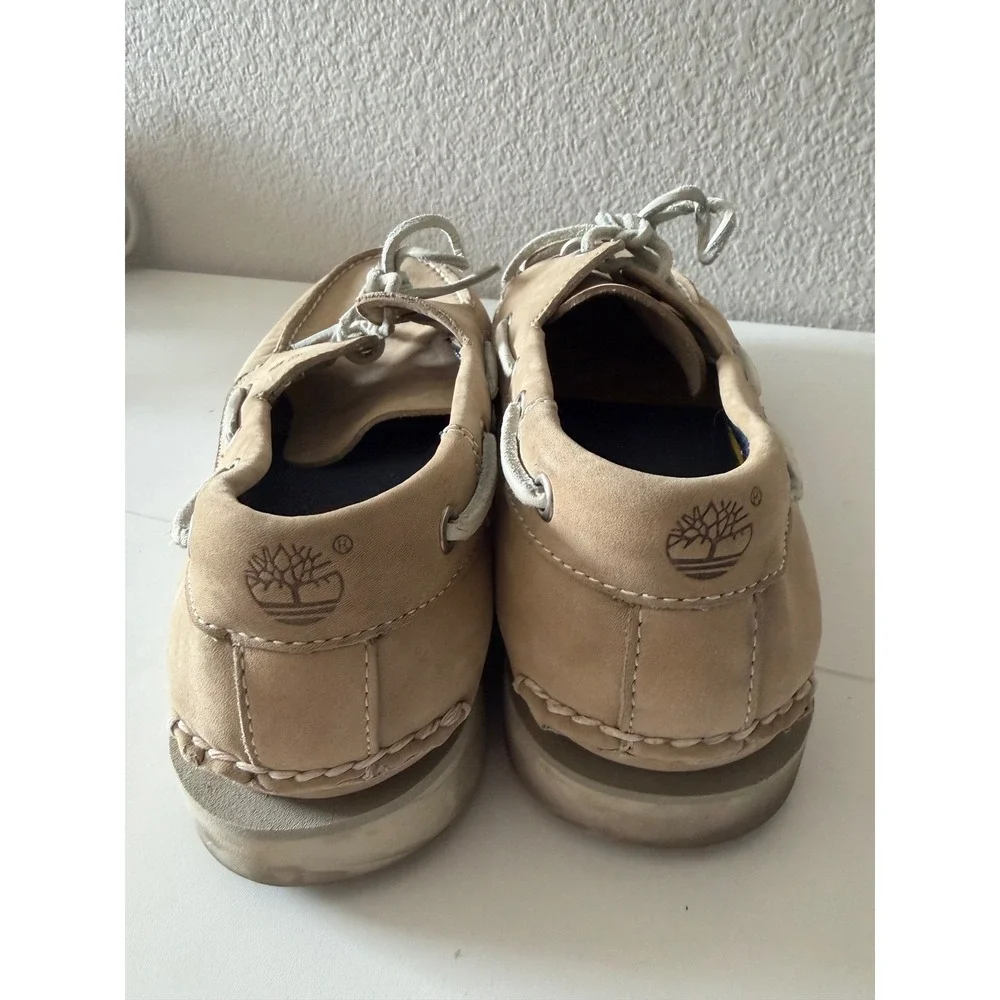 Timberland Mens Tan Leather Boat Shoes 2-Eye Nautical Loafers 71093 Size 10W